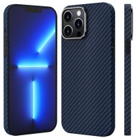 Чехол Carbon Aramid fider iPhone 14Pro (синий)